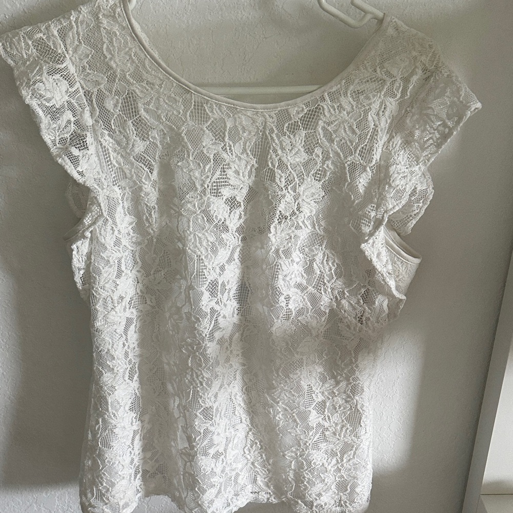 White House Black Market Ivory Lace Blouse
